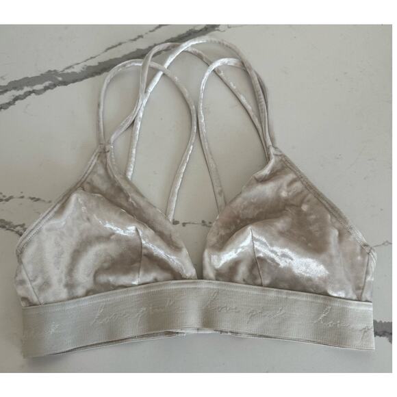 Pink by Victoria's Secret Velvet Bralette Grey Love‎ Pink Size 32B - Picture 1 of 10